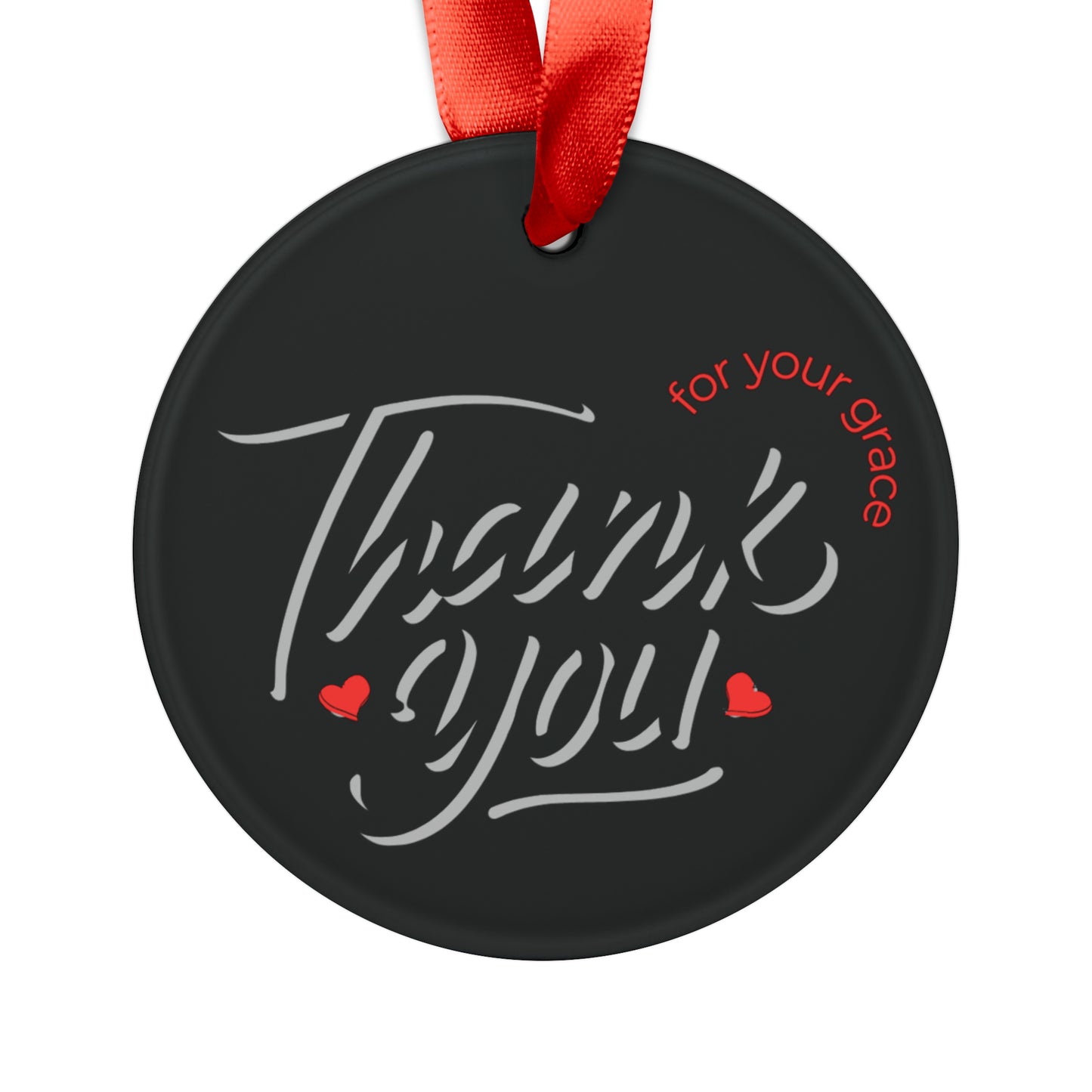 Thank You Acrylic Ornament with Ribbon